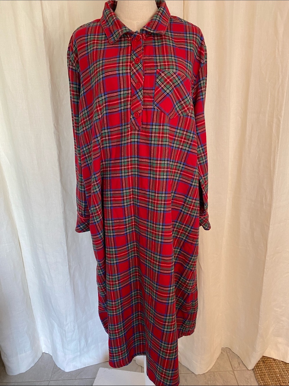 PajamaGram Stewart Plaid Flannel Nightgown Sleepshirt